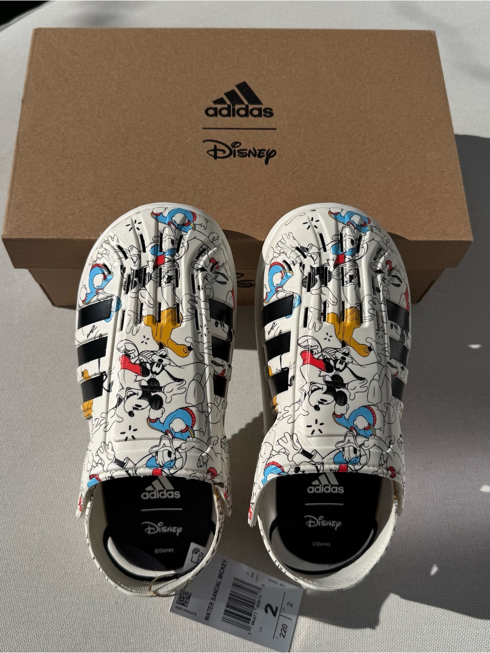 Disney Adidas Mickey Donald Water Sandals Kids US 2 NWT Box